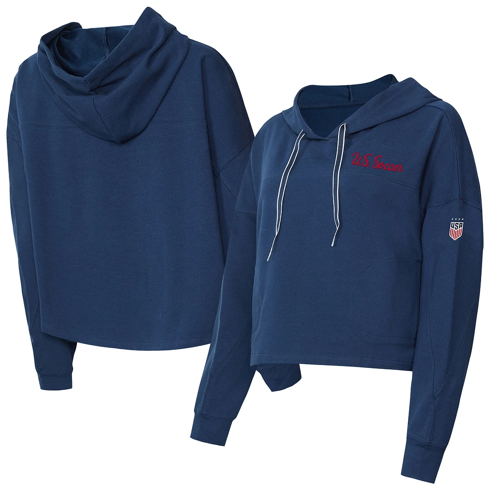 Women's Concepts Sport Navy USWNT Elevation Tri-Blend Long Sleeve Pullover Hoodie