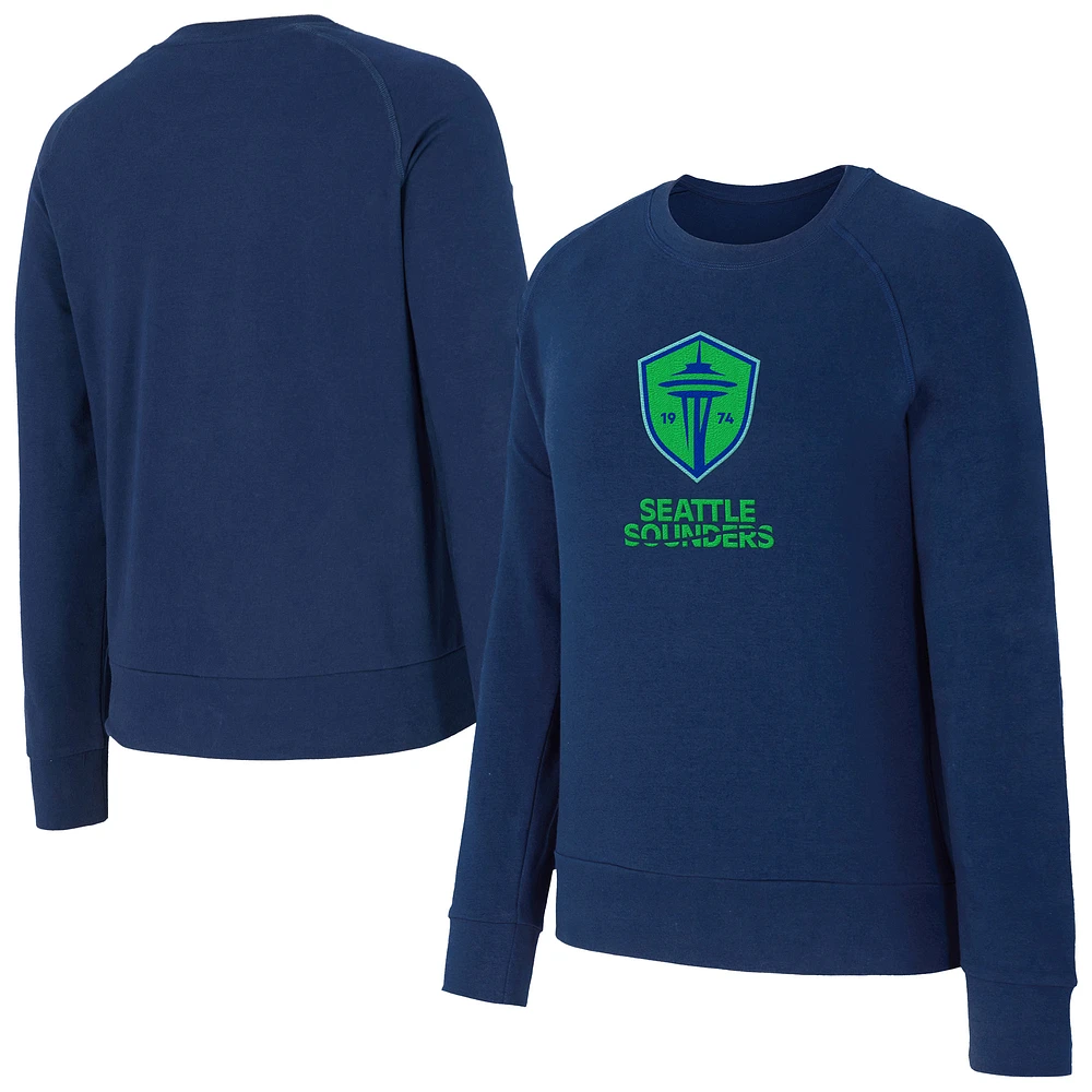 Women's Concepts Sport Blue Seattle Sounders FC Elevation Tri-Blend Long Sleeve Sweatshirt