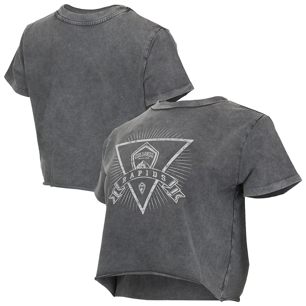 Women's Concepts Sport Charcoal Colorado Rapids Distressed Market Cropped Top