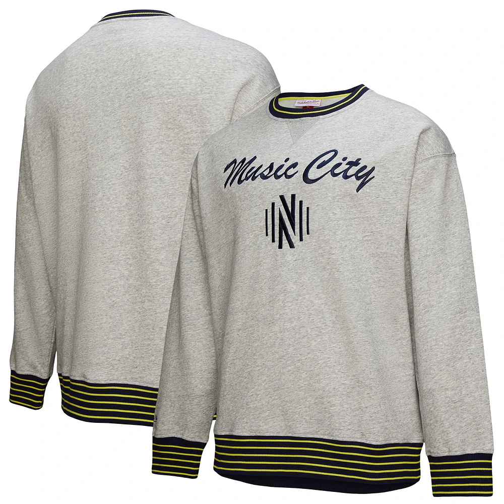 Men's Mitchell & Ness Heather Gray Nashville SC 2025 Jersey Hook Fleece Pullover Sweatshirt