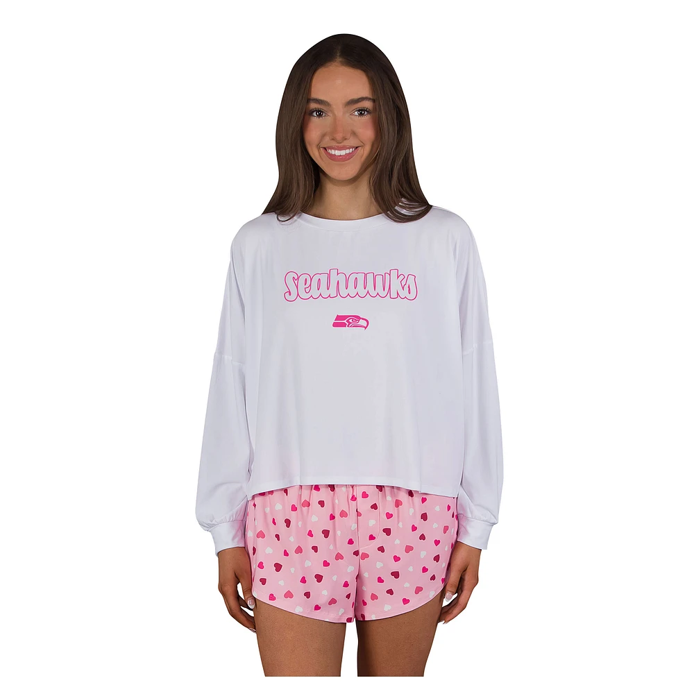 Women's Concepts Sport Pink Seattle Seahawks Long Sleeve Top & Short Set
