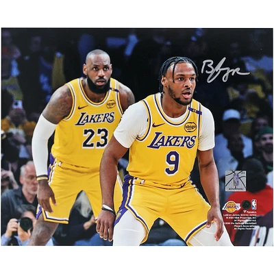 Bronny James Los Angeles Lakers Autographed 8" x 10" NBA Debut with Lebron James Photograph