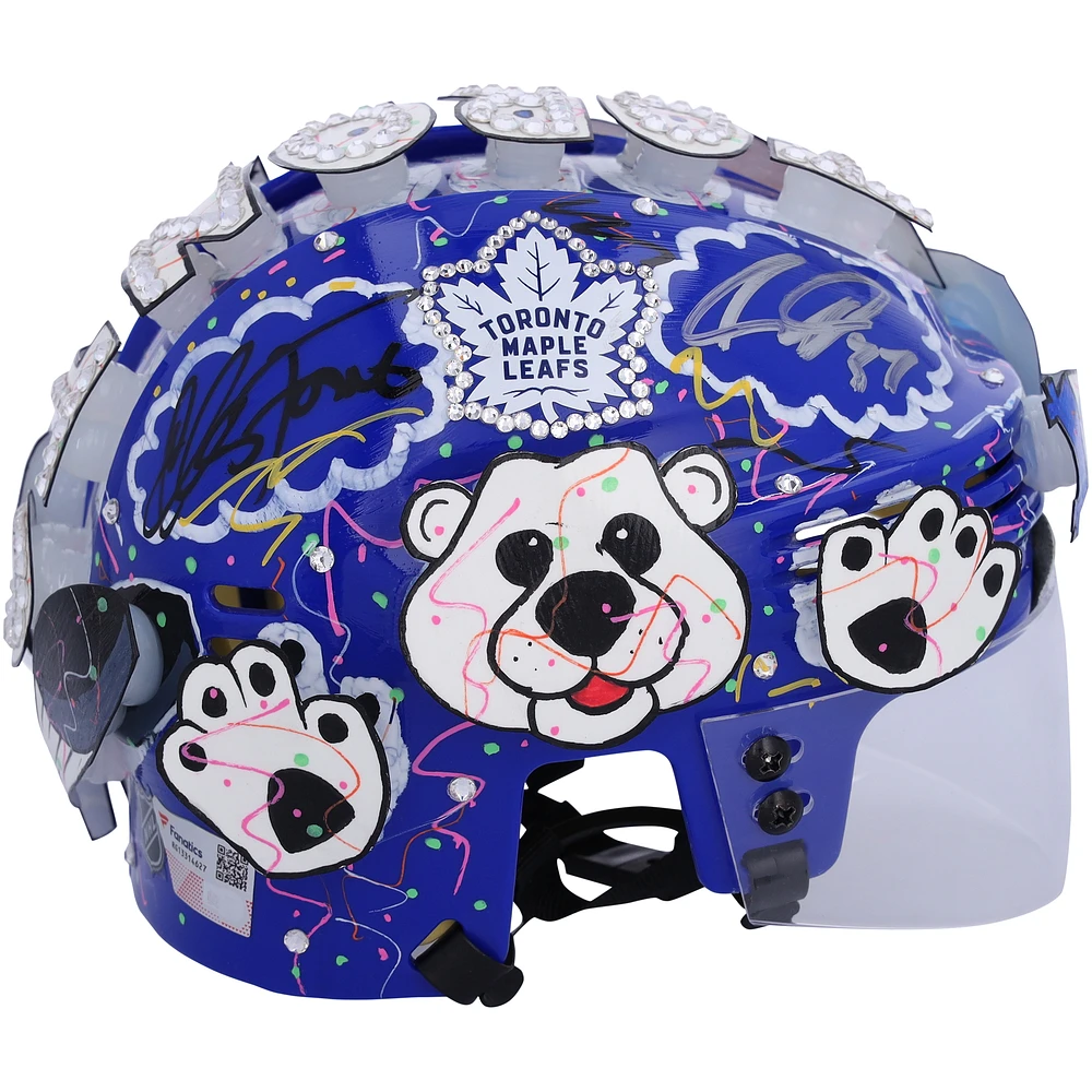 Auston Matthews Toronto Maple Leafs Autographed Blue Mini Helmet with Art by Charles Fazzino - RG13314627