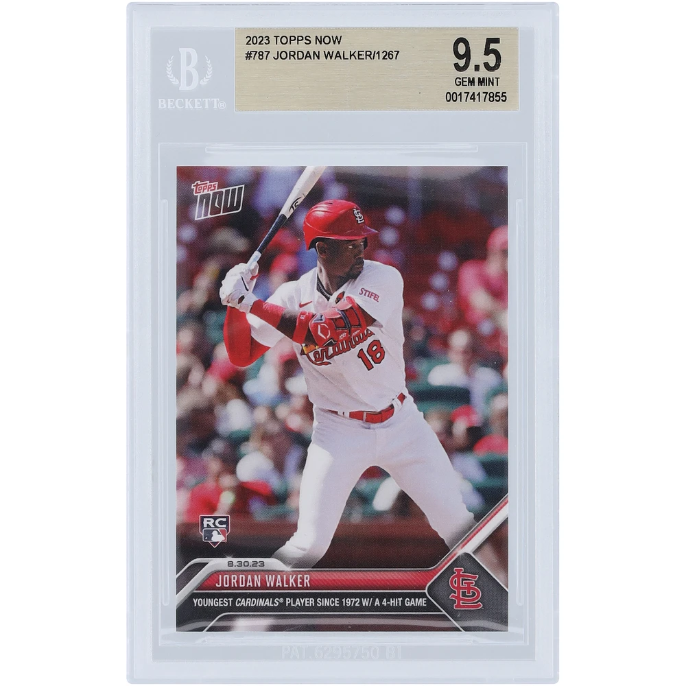 Jordan Walker St. Louis Cardinals 2023 Topps Now Youngest Cardinals Player Since 1972 With A 4-Hit Game #787 BGS Authenticated 9.5 Rookie Card