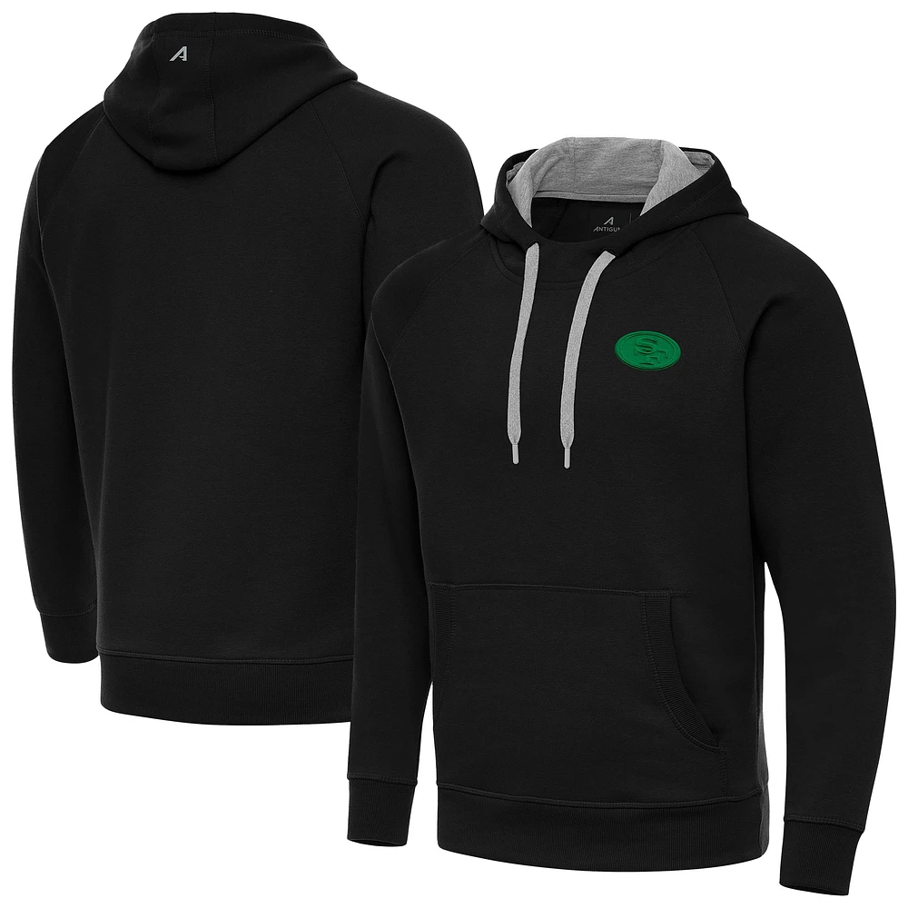 Men's Antigua Black San Francisco 49ers St. Patrick's Day Victory Pullover Hoodie