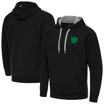 Men's Antigua Black Las Vegas Raiders St. Patrick's Day Victory Pullover Hoodie
