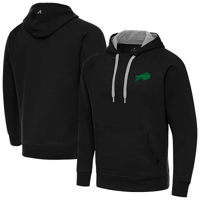 Men's Antigua Black Buffalo Bills St. Patrick's Day Victory Pullover Hoodie