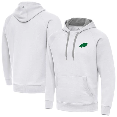 Men's Antigua White Philadelphia Eagles St. Patrick's Day Victory Pullover Hoodie