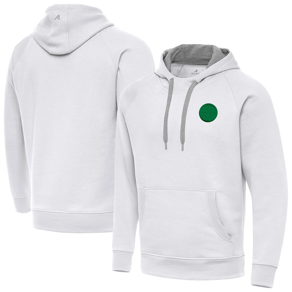 Men's Antigua Pittsburgh Steelers St. Patrick's Day Victory Pullover Hoodie