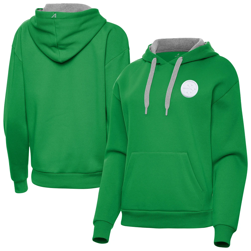 Women's Antigua Kelly Green Pittsburgh Steelers St. Patrick's Day Victory Pullover Hoodie