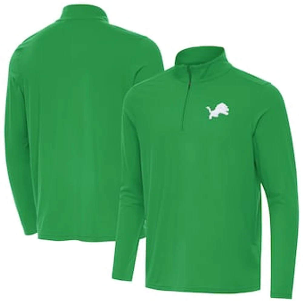 Men's Antigua Kelly Green Detroit Lions St. Patrick's Day Intent Quarter-Zip Pullover