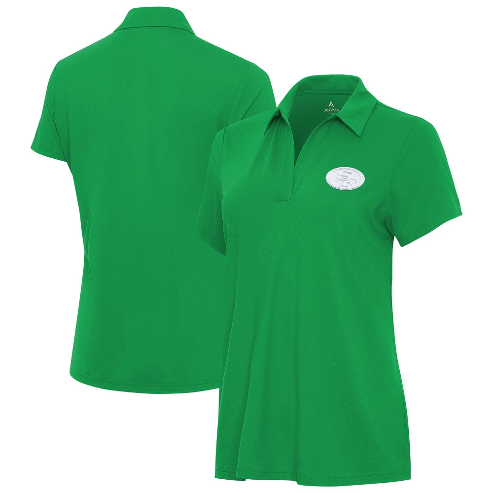 Women's Antigua Kelly Green San Francisco 49ers St. Patrick's Day Era V-Neck Polo