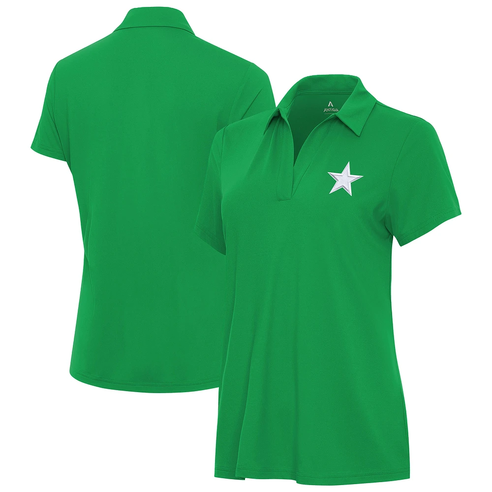 Women's Antigua Kelly Green Dallas Cowboys St. Patrick's Day Era V-Neck Polo