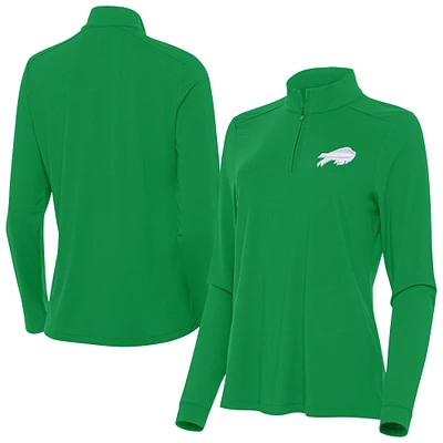 Women's Antigua Kelly Green Buffalo Bills St. Patrick's Day Intent Quarter-Zip Performance Top