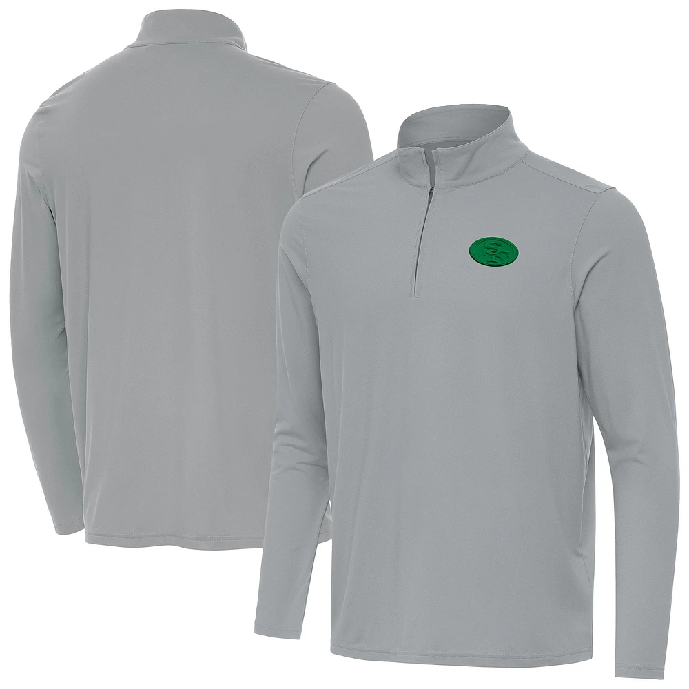 Men's Antigua San Francisco 49ers St Patrick Day Intent Quarter-Zip Pullover Top