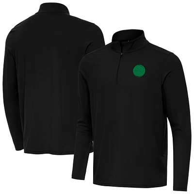Men's Antigua Black Pittsburgh Steelers St Patrick Day Intent Quarter-Zip Pullover Top