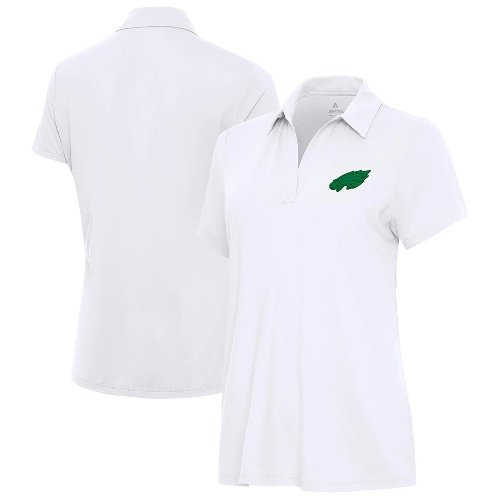 Women's Antigua White Philadelphia Eagles St. Patrick's Day Era Polo
