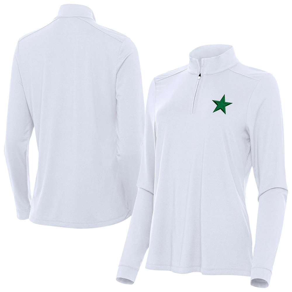 Women's Antigua White Dallas Cowboys St. Patrick's Day Intent Quarter-Zip Pullover
