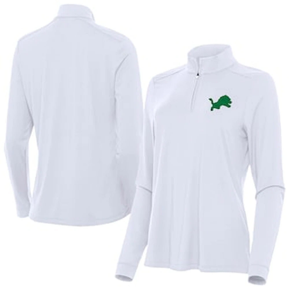 Women's Antigua Detroit Lions St. Patrick's Day Intent Quarter-Zip Pullover