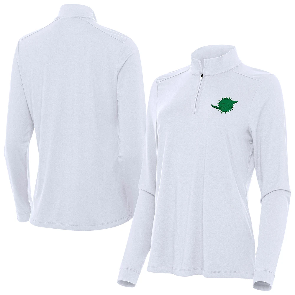Women's Antigua White Miami Dolphins St. Patrick's Day Intent Quarter-Zip Pullover