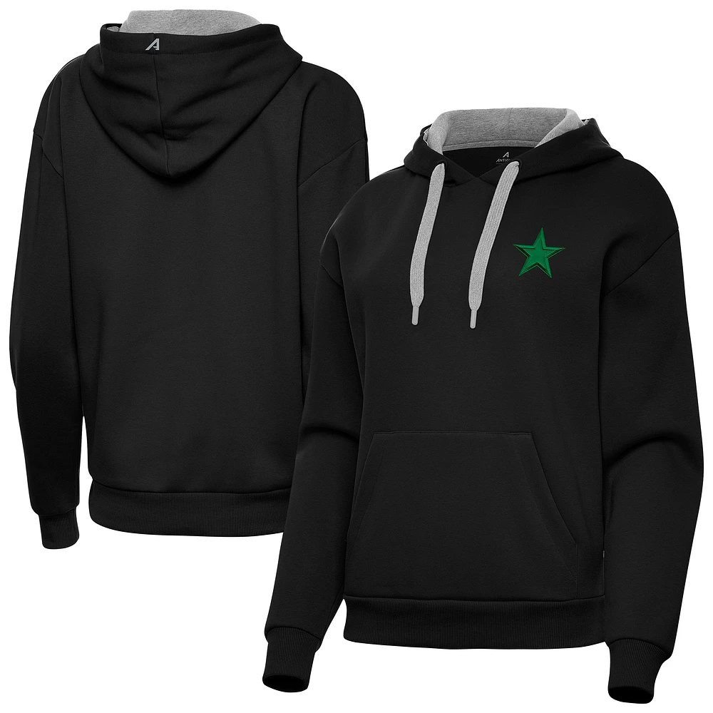Women's Antigua Black Dallas Cowboys St. Patrick's Day Victory Pullover Hoodie