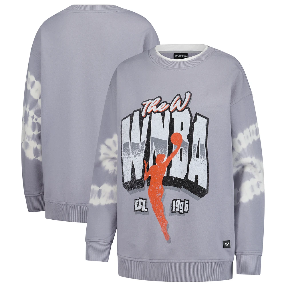 Women's The Wild Collective Gray WNBA Double Collar Fleece Pullover Sweatshirt