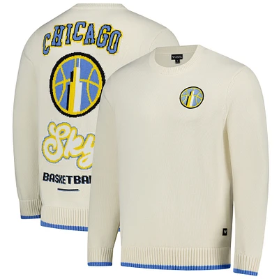 Unisex The Wild Collective Cream Chicago Sky Jacquard Pullover Sweater