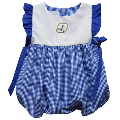Girl's Infant Vive La Fete Blue Chase Elliott Gingham Bubble Dress