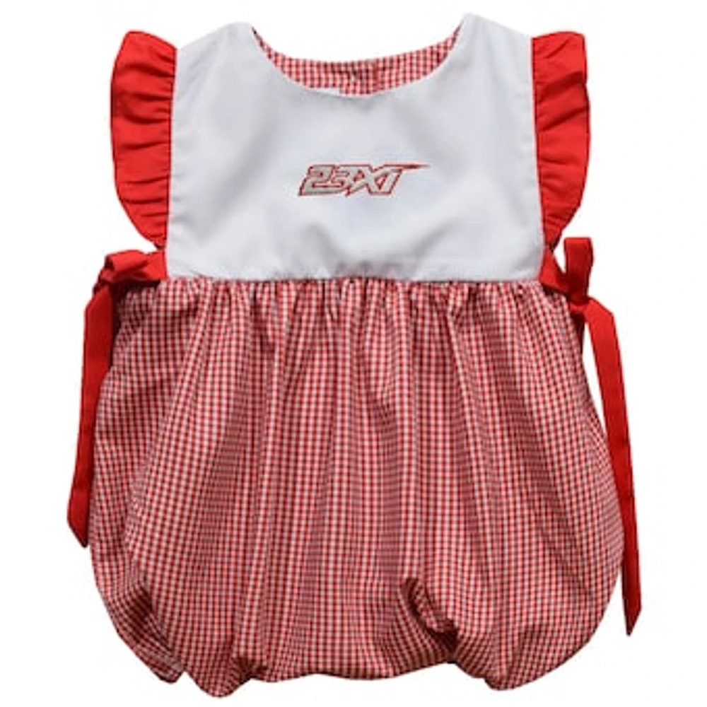 Girl's Infant Vive La Fete Red 23XI Racing Gingham Bubble Dress