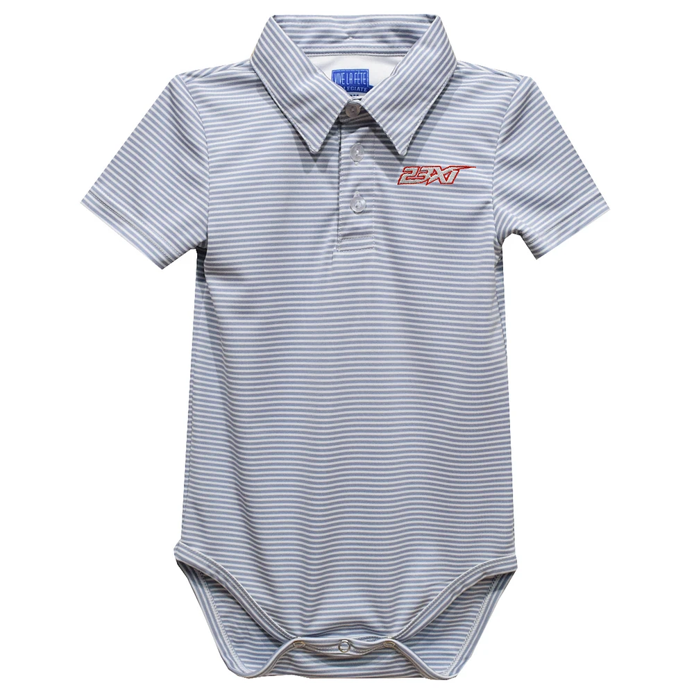 Infant Vive La Fete Gray 23XI Racing Polo Pencil Stripe Bodysuit