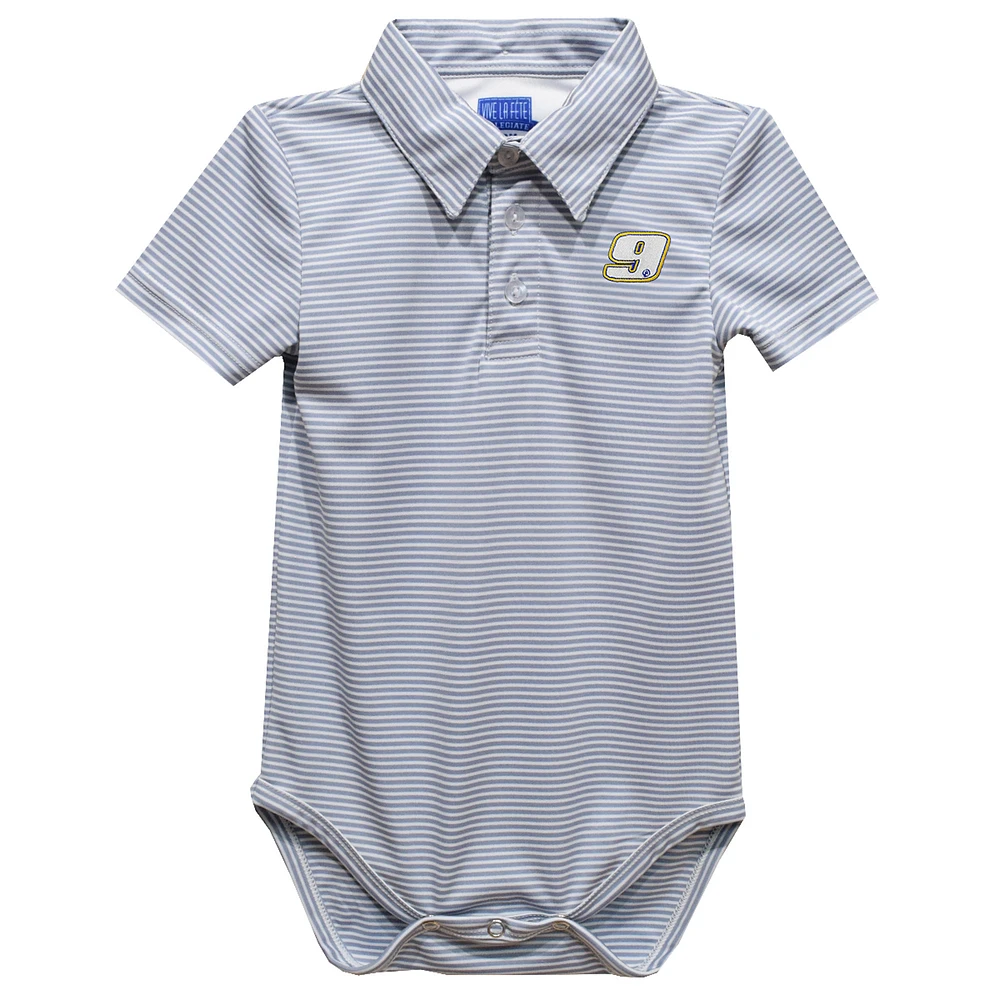 Infant Vive La Fete Chase Elliott Polo Pencil Stripe Bodysuit