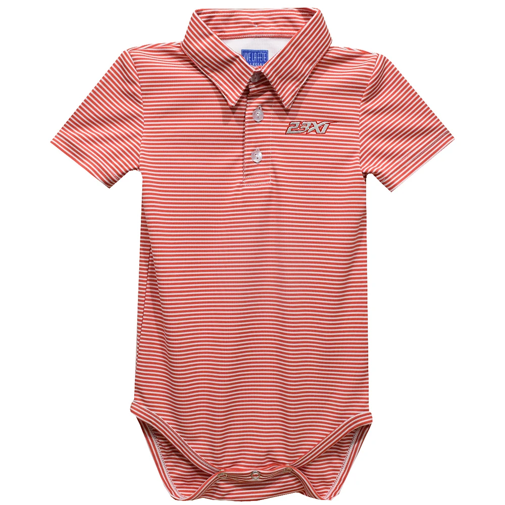 Infant Vive La Fete Red 23XI Racing Polo Pencil Stripe Bodysuit