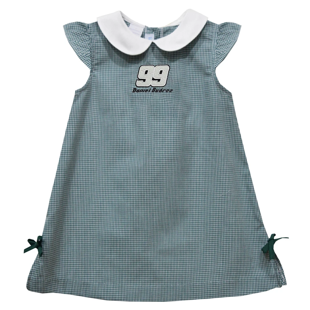 Girls Infant Vive La Fete Green Daniel Suarez Mini Check A-Line Dress