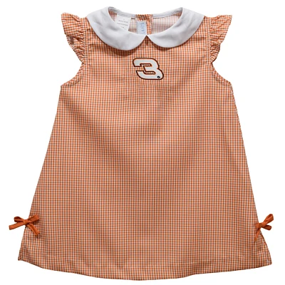 Girls Infant Vive La Fete Orange Austin Dillon Mini Check A-Line Dress