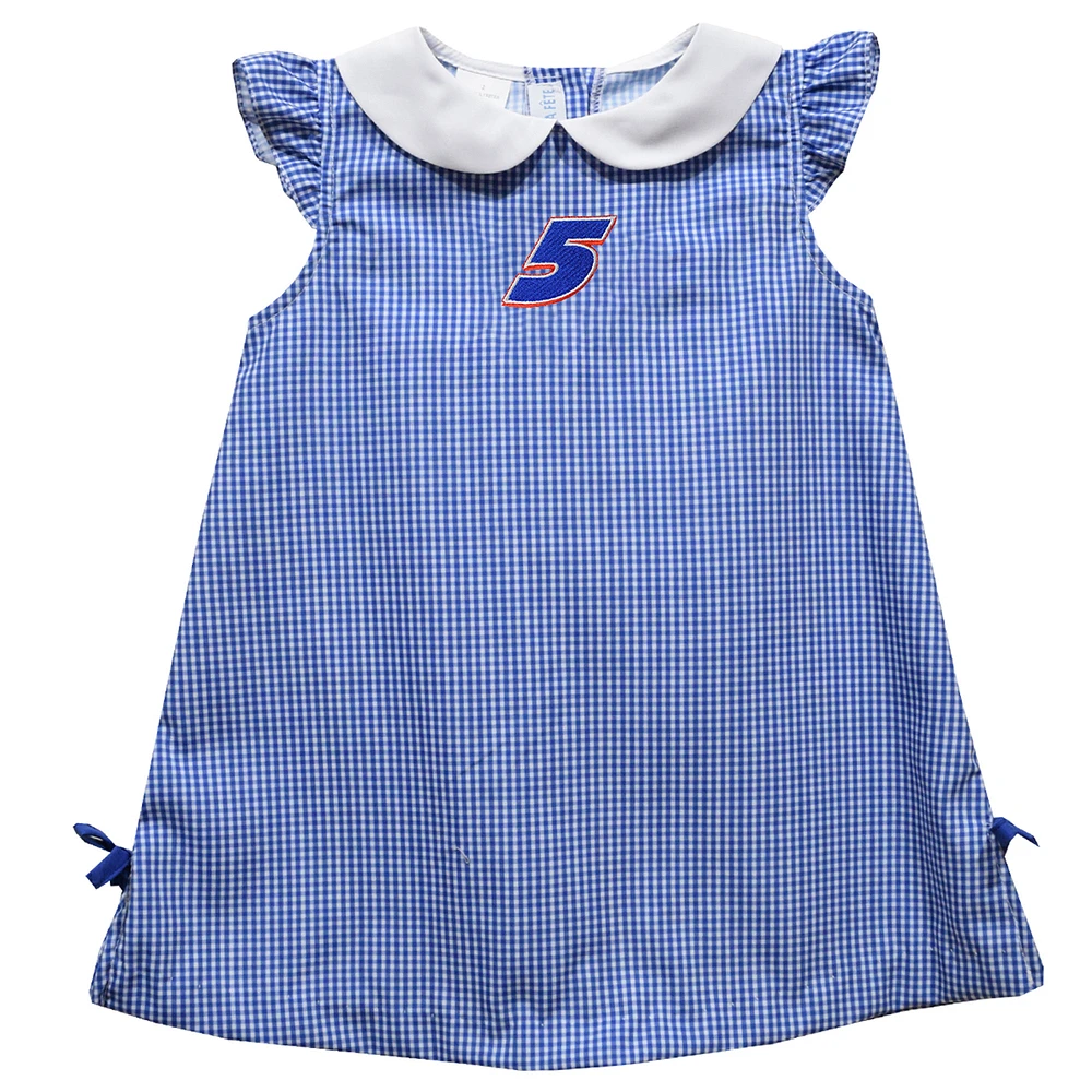 Girls Infant Vive La Fete Blue Kyle Larson Mini Check A-Line Dress