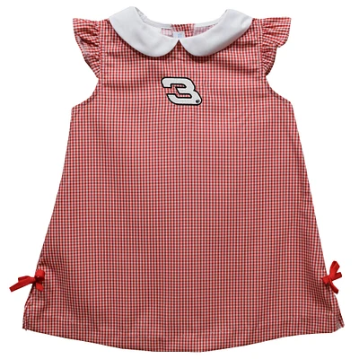 Girls Infant Vive La Fete Red Dale Earnhardt Mini Check A-Line Dress