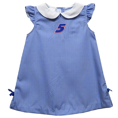 Girls Toddler Vive La Fete Blue Kyle Larson Mini Check A-Line Dress