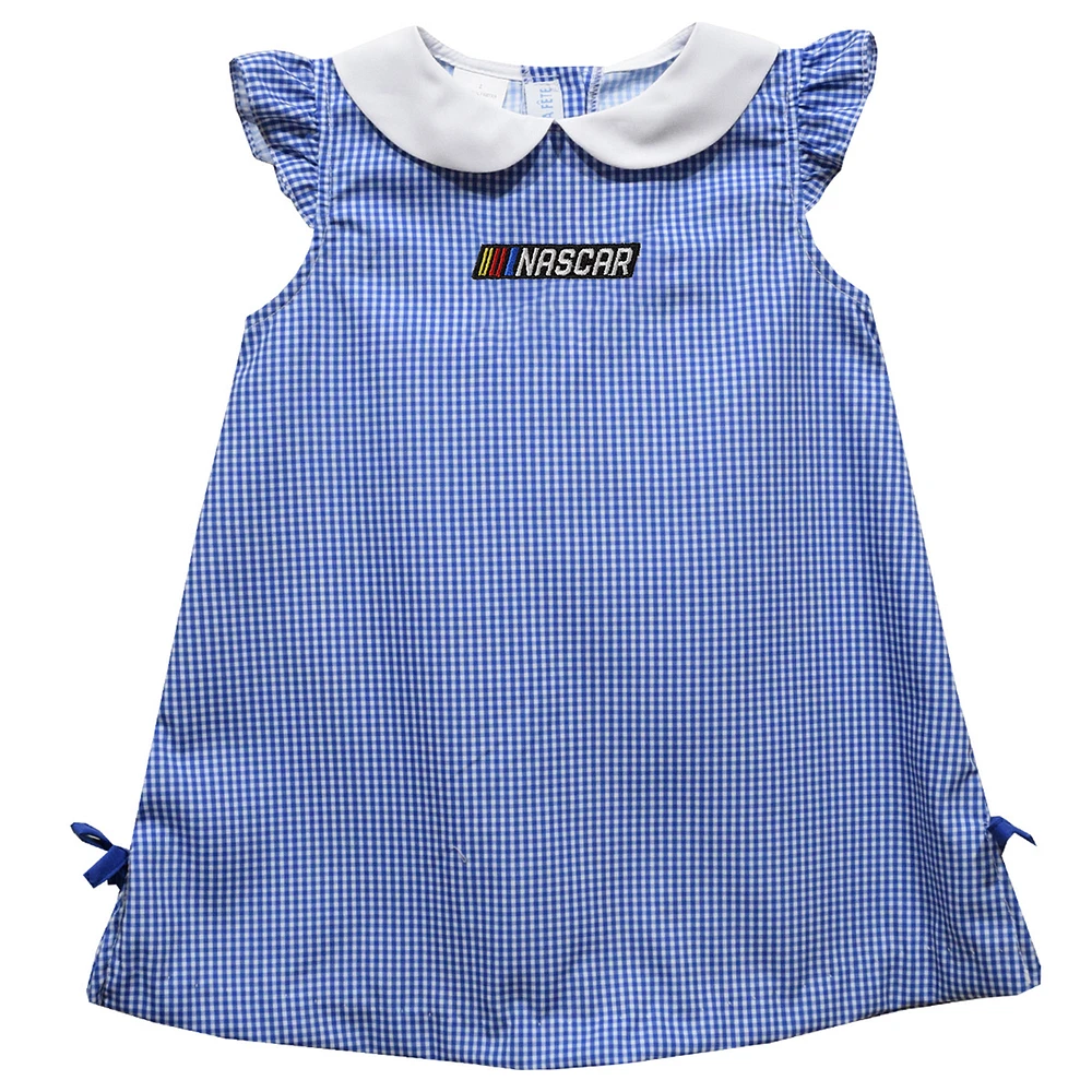 Girls Toddler Vive La Fete Blue NASCAR Mini Check A-Line Dress