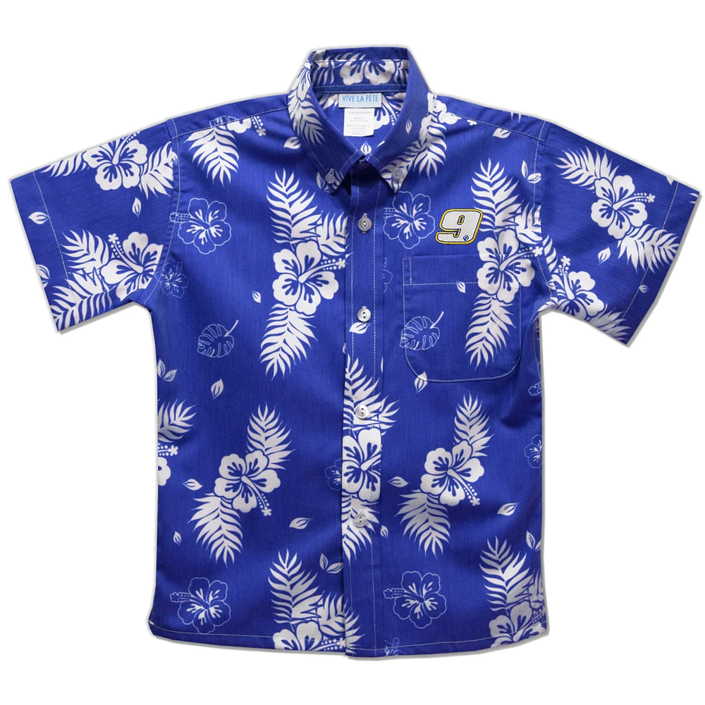 Toddler Vive La Fete Blue Chase Elliott Hawaiian Print Button-Down Shirt