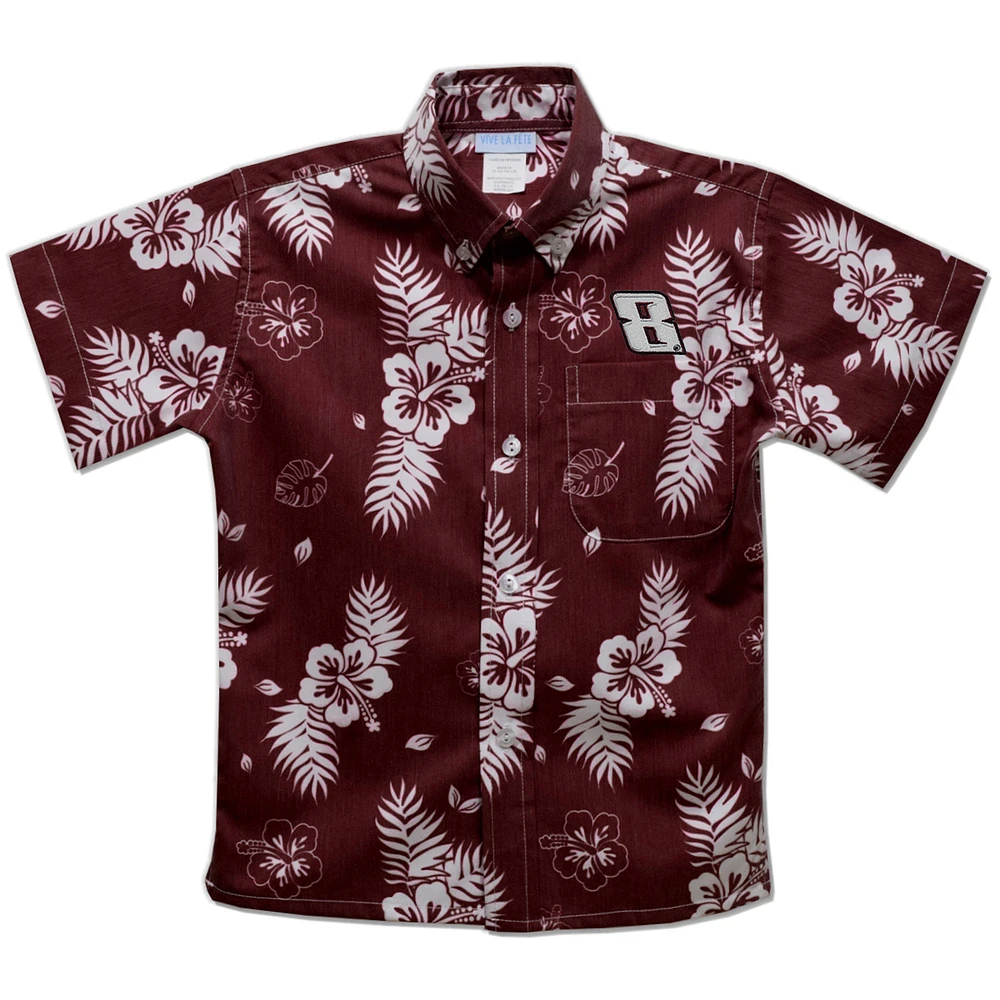 Toddler Vive La Fete Maroon Kyle Busch Hawaiian Print Button-Down Shirt
