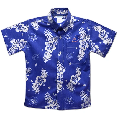 Toddler Vive La Fete Blue Kyle Larson Hawaiian Print Button-Down Shirt