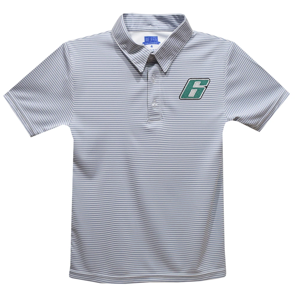 Youth Vive La Fete Gray Brad Keselowski Stripe Polo