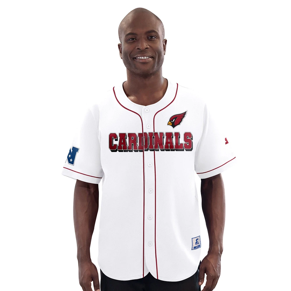Men's Starter White Arizona Cardinals Relay Full-Button Baseball Jersey