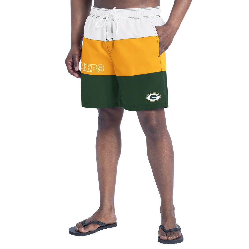 Men's G-III Sports by Carl Banks Green/Gold Green Bay Packers Sunrise Volley Swim Shorts