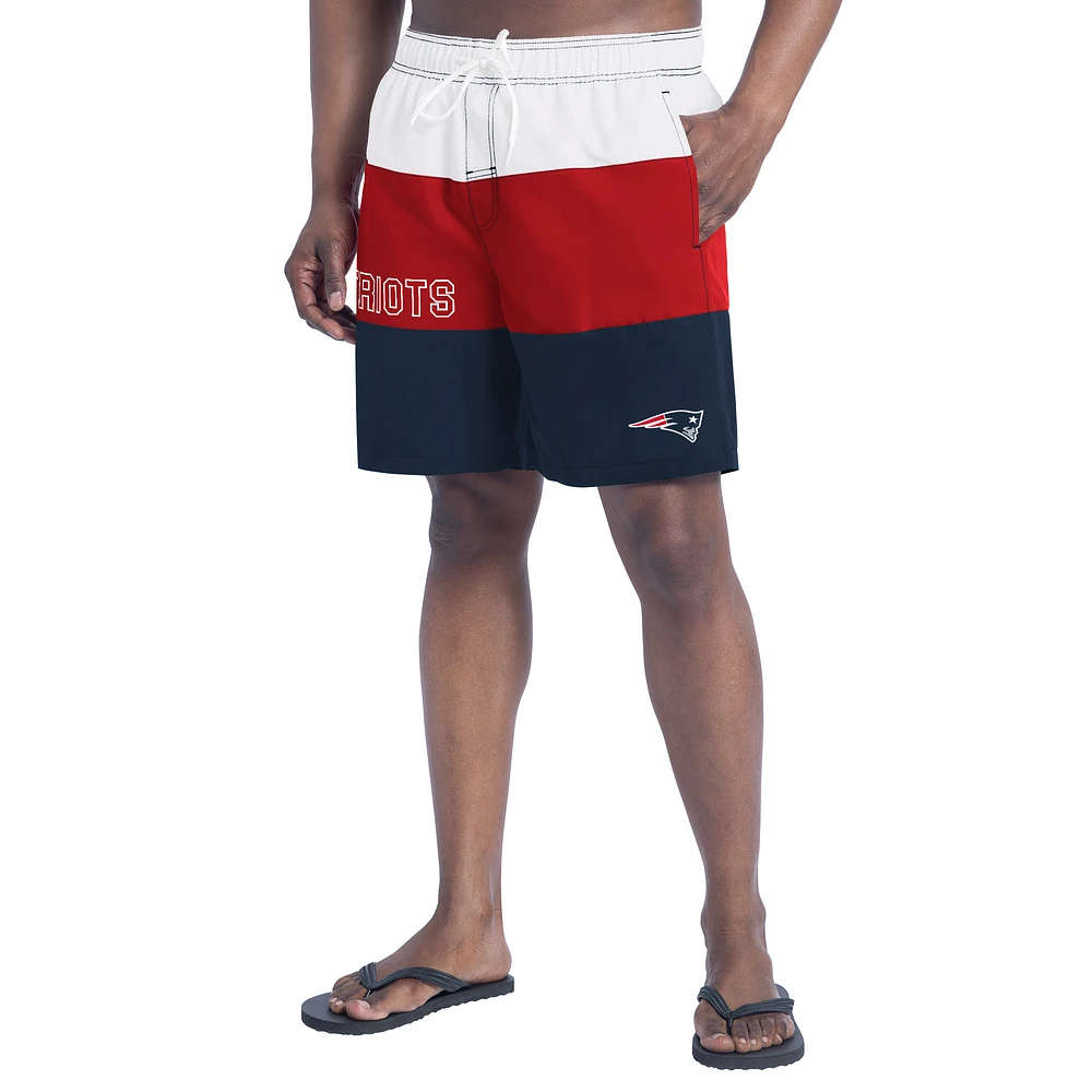 Men's G-III Sports by Carl Banks Navy/Red New England Patriots Sunrise Volley Swim Shorts