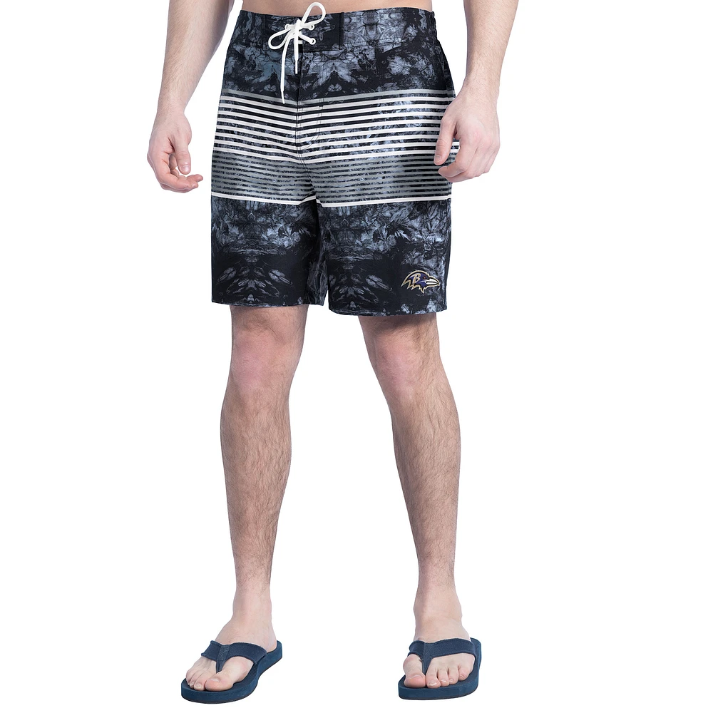 Men's G-III Sports by Carl Banks Black/Gray Baltimore Ravens Horizon Volley Swim Shorts