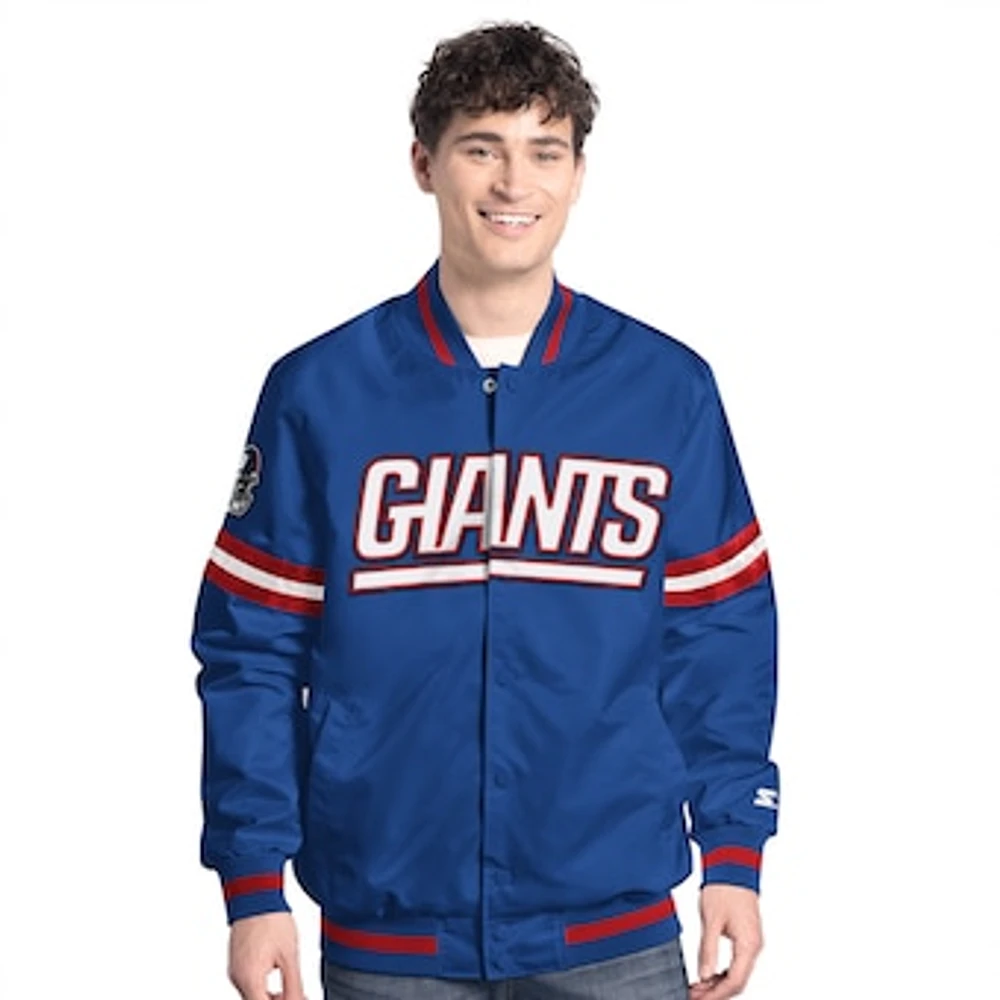 Men's Starter Royal New York Giants Scout Full-Snap Varsity Jacket