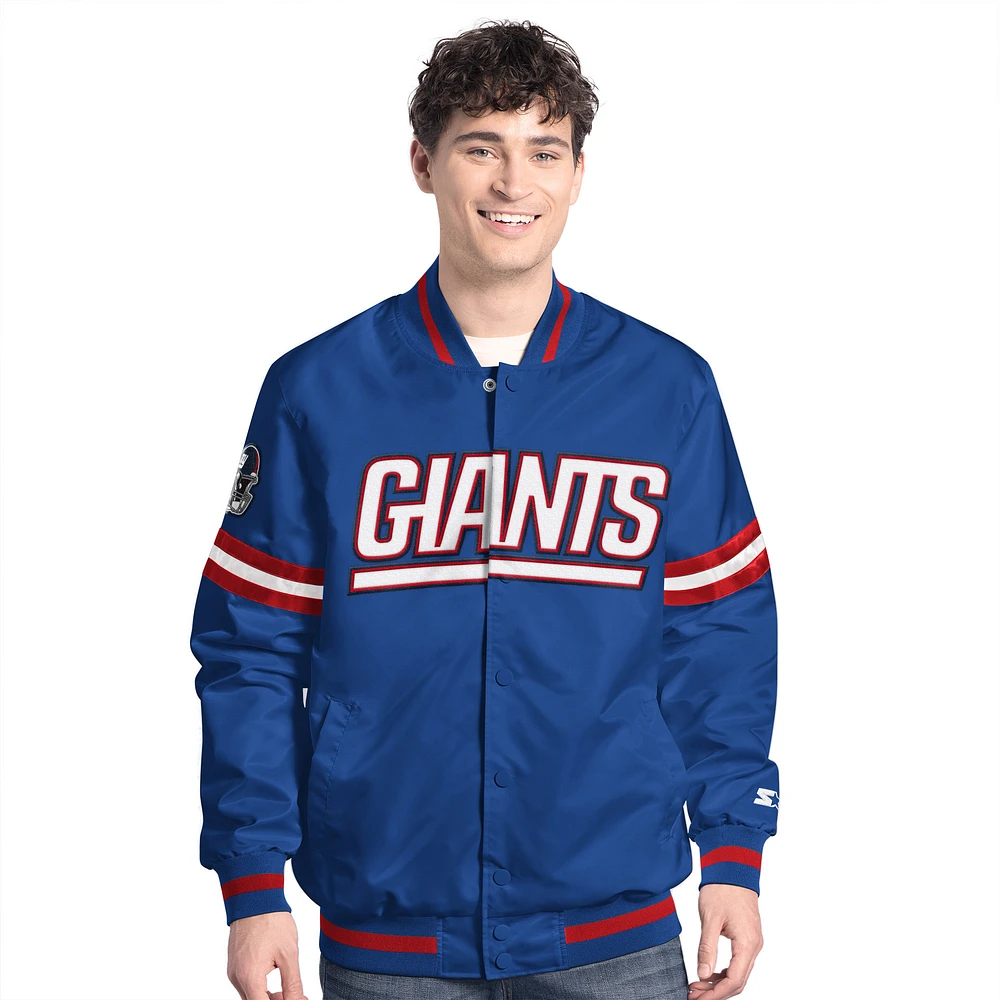 Men's Starter Royal New York Giants Scout Full-Snap Varsity Jacket