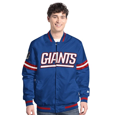 Men's Starter Royal New York Giants Scout Full-Snap Varsity Jacket