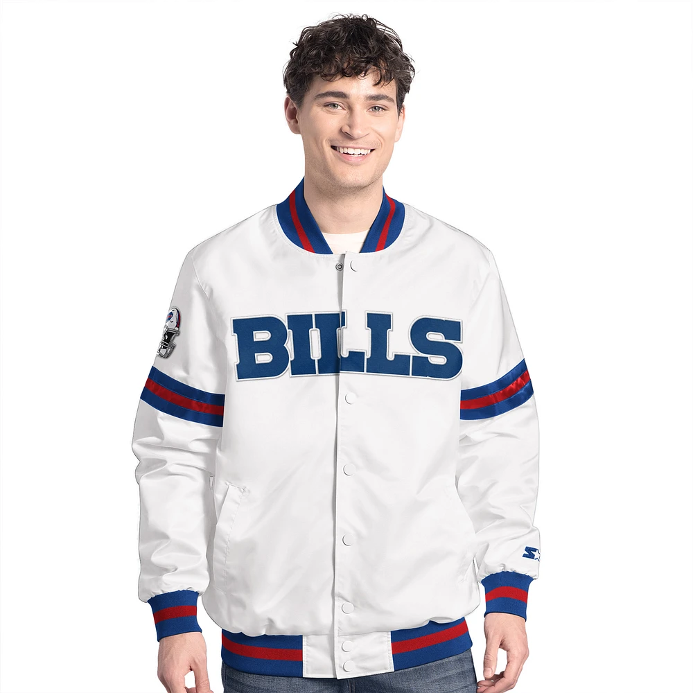 Men's Starter White Buffalo Bills Scout Full-Snap Varsity Jacket